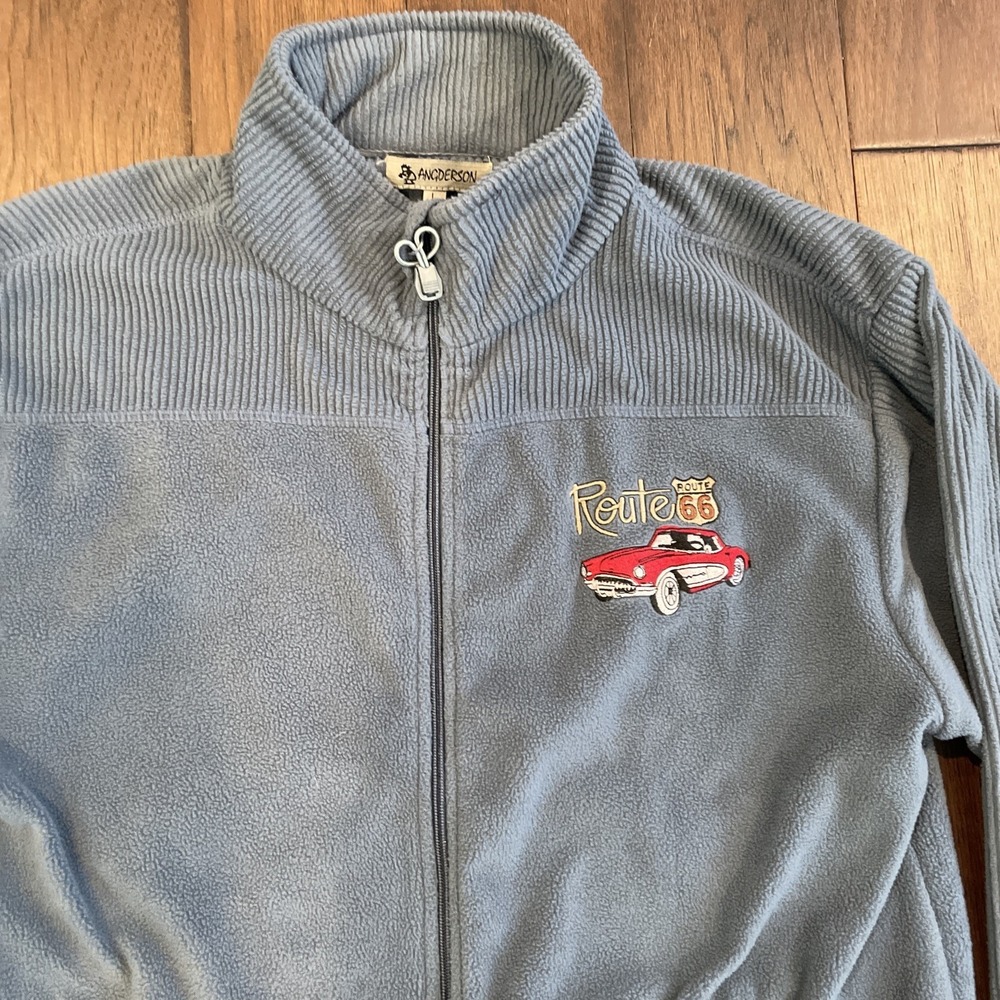 MENS ~ ANDERSON ROUTE 66 ~ SZ L ~ BLUE FLEECE FULL ZIP JACKET - Picture 4 of 5